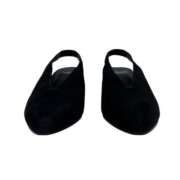Eileen Fisher Gatwick Black Suede Slingback Pointed Low Heels Minimalist 7.5 - Picture 2 of 8